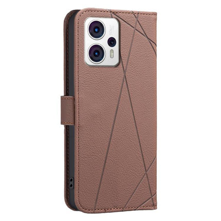 Geometric Pattern RFID Leather Phone Case, For Motorola Moto G73 5G
