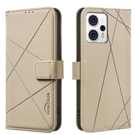 Geometric Pattern RFID Leather Phone Case, For Motorola Moto G73 5G