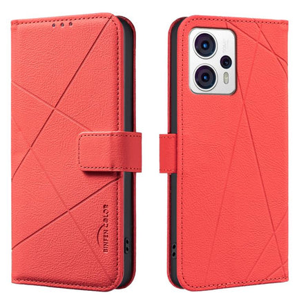 Geometric Pattern RFID Leather Phone Case, For Motorola Moto G73 5G