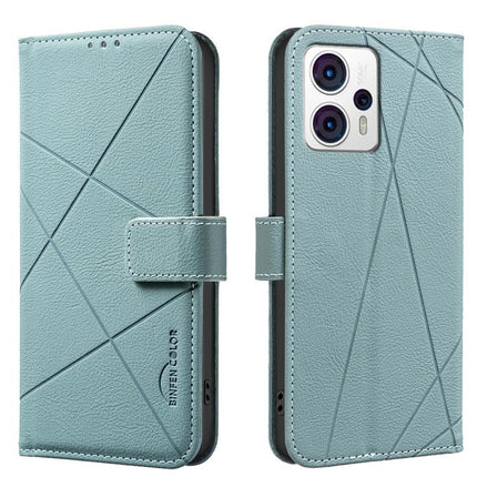 Geometric Pattern RFID Leather Phone Case, For Motorola Moto G73 5G