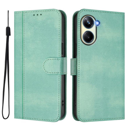 Line Splicing Buckle Retro Leather Phone Case, For Realme 10 Pro 5G, For Realme 10 Pro+ 5G, For Realme 10 4G Global