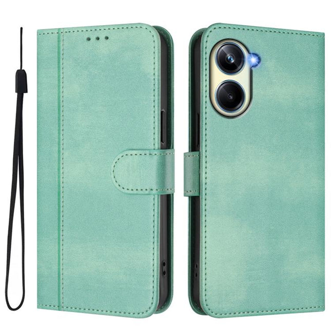 Line Splicing Buckle Retro Leather Phone Case, For Realme 10 Pro 5G, For Realme 10 Pro+ 5G, For Realme 10 4G Global