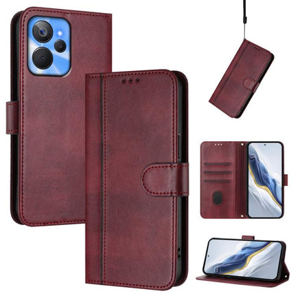 Line Splicing Buckle Retro Leather Phone Case, For Realme C33 2023 / 2022, For Realme 10T 5G / 10s 5G / 9i 5G Indian, For Realme GT3 5G / GT Neo 5 240W