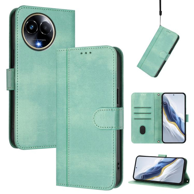 Line Splicing Buckle Retro Leather Phone Case, For Realme 11 5G Global / C67 5G India, For Realme 11 4G Global, For Realme GT5 240W / GT5