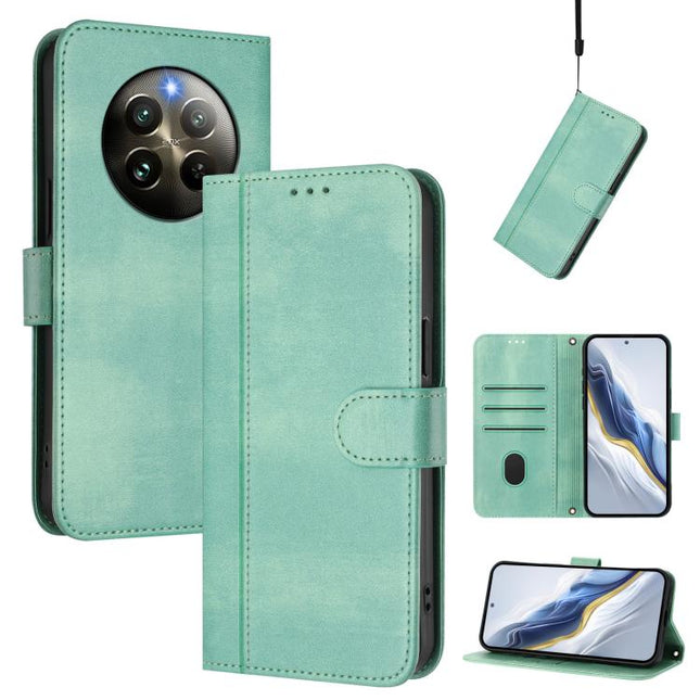Line Splicing Buckle Retro Leather Phone Case, For Realme 13 4G / 12 4G / P1 5G Global, For Realme C61 4G / C63 4G Global, For Realme 13+ 5G Global
