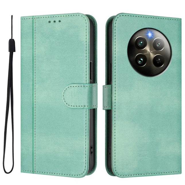 Line Splicing Buckle Retro Leather Phone Case, For Realme 13 4G / 12 4G / P1 5G Global, For Realme C61 4G / C63 4G Global, For Realme 13+ 5G Global