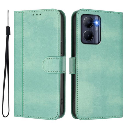 Line Splicing Buckle Retro Leather Phone Case, For Realme C33 2023 / 2022, For Realme 10T 5G / 10s 5G / 9i 5G Indian, For Realme GT3 5G / GT Neo 5 240W