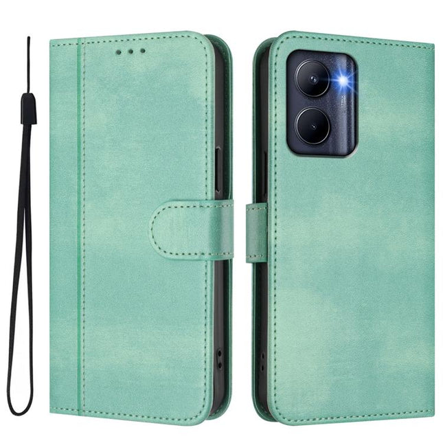 Line Splicing Buckle Retro Leather Phone Case, For Realme C33 2023 / 2022, For Realme 10T 5G / 10s 5G / 9i 5G Indian, For Realme GT3 5G / GT Neo 5 240W