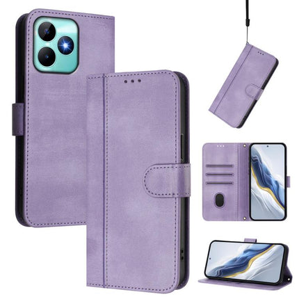 Line Splicing Buckle Retro Leather Phone Case, For Realme C67 4G / 12 Lite 4G Global, For Realme 12 Pro 5G / 12 Pro+ 5G Global, For Realme C53 4G Global / C51 4G