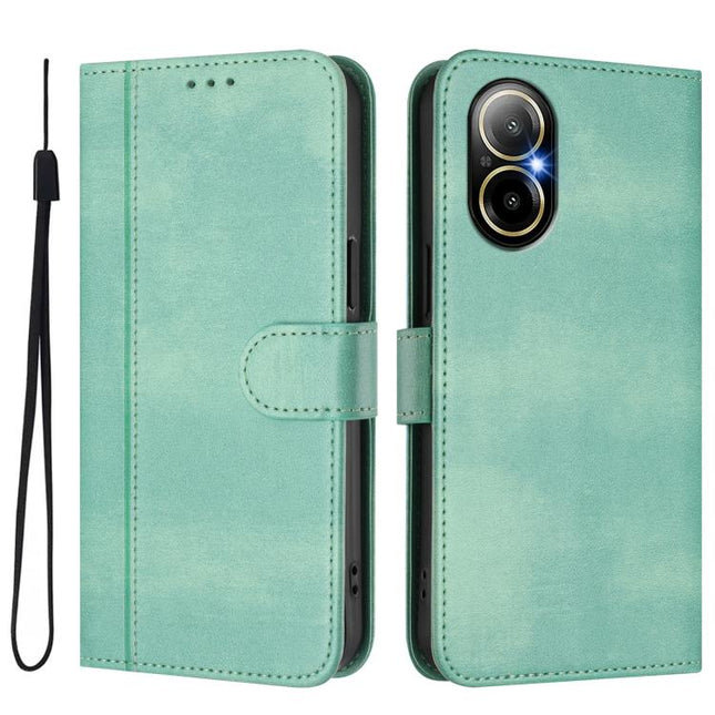 Line Splicing Buckle Retro Leather Phone Case, For Realme C67 4G / 12 Lite 4G Global, For Realme 12 Pro 5G / 12 Pro+ 5G Global, For Realme C53 4G Global / C51 4G
