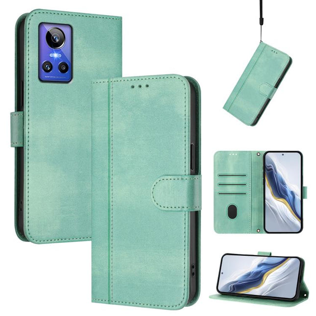 Line Splicing Buckle Retro Leather Phone Case, For Realme GT Neo 3, For Realme 9 Pro 5G Global / 9 5G EU Version, For Realme C20 / C11 2021 / C21