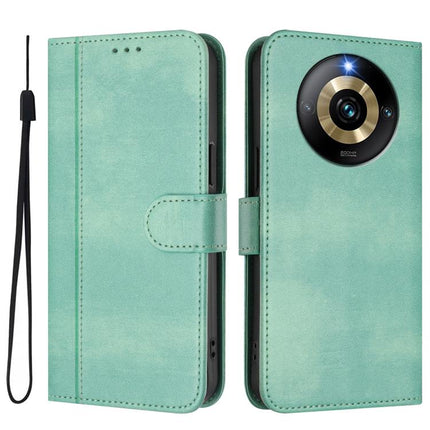 Line Splicing Buckle Retro Leather Phone Case, For Realme Narzo 60 Pro Global, For Realme C65 4G Global, For Realme C55 4G Global / Narzo N55