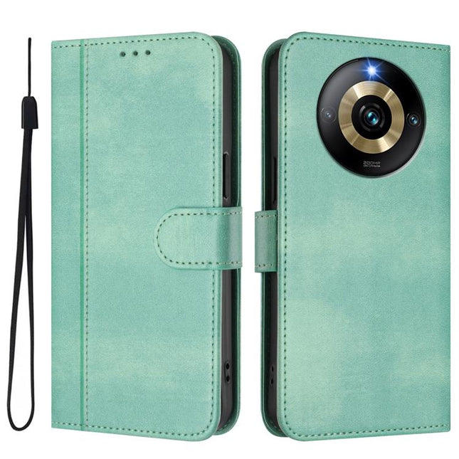 Line Splicing Buckle Retro Leather Phone Case, For Realme Narzo 60 Pro Global, For Realme C65 4G Global, For Realme C55 4G Global / Narzo N55
