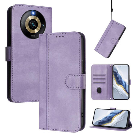 Line Splicing Buckle Retro Leather Phone Case, For Realme Narzo 60 Pro Global, For Realme C65 4G Global, For Realme C55 4G Global / Narzo N55