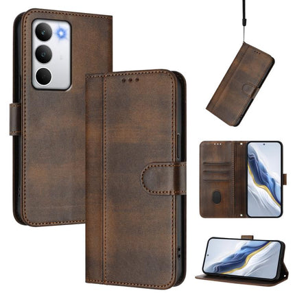 Line Splicing Buckle Retro Leather Phone Case, For Realme C71 4G Global, For Realme V70 5G / C75 5G, For Realme Narzo 80 Pro / 14 Pro 5G India