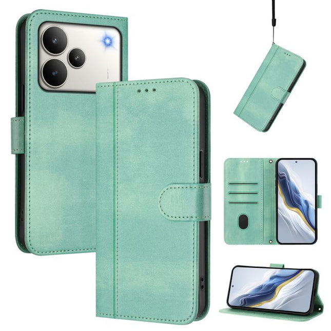 Line Splicing Buckle Retro Leather Phone Case, For Realme P4 5G, For Realme 15T 5G Global, For Realme 15 5G / 15 Pro 5G Global
