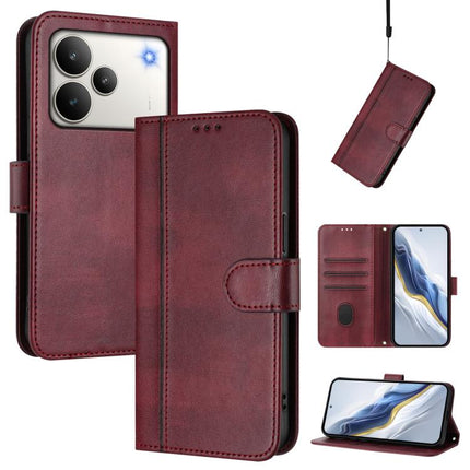 Line Splicing Buckle Retro Leather Phone Case, For Realme C71 4G India / Note 70 4G, For Realme C85 5G / 15x 5G India, For Realme P4 Pro 5G