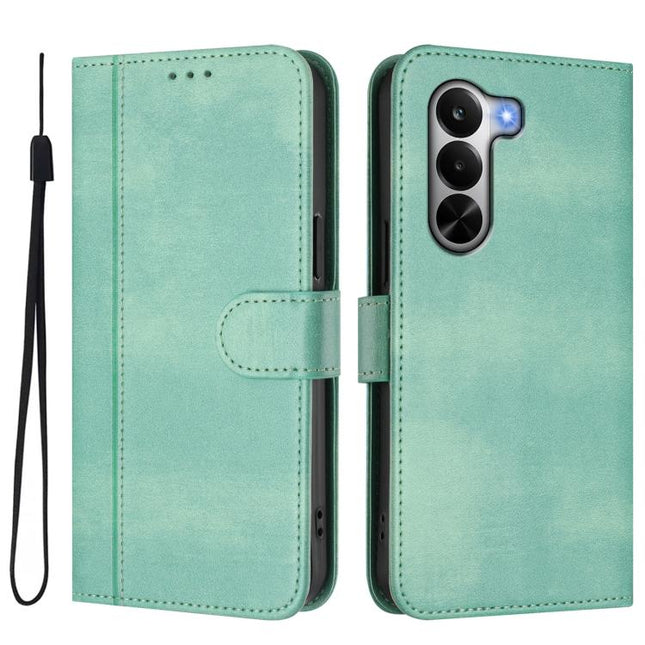 Line Splicing Buckle Retro Leather Phone Case, For Realme P4x 5G / OnePlus Nord CE6 Lite, For Realme 16T 5G Global, For Realme C100 5G