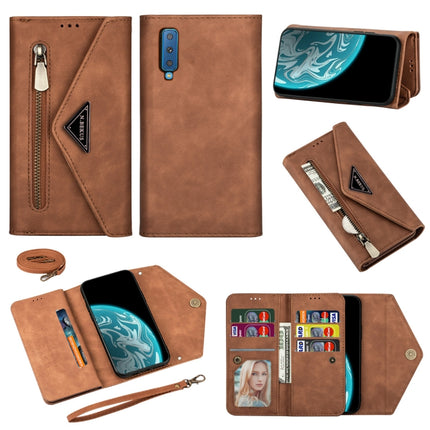 Skin Feel Zipper Horizontal Flip Leather Case with Holder & Card Slots & Photo Frame & Lanyard & Long Rope, For Samsung Galaxy A6 (2018), For Samsung Galaxy A7 (2018) / A750, For Samsung Galaxy J4 (2018), For Samsung Galaxy J7 (2018)