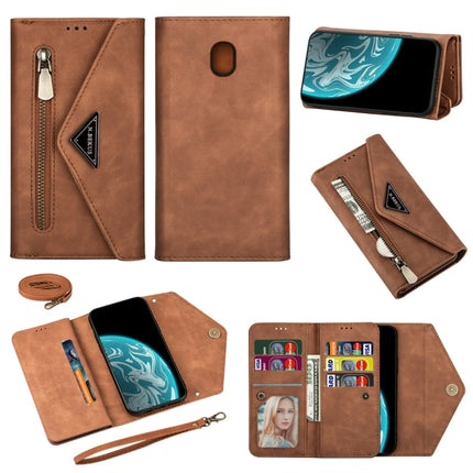 Skin Feel Zipper Horizontal Flip Leather Case with Holder & Card Slots & Photo Frame & Lanyard & Long Rope, For Samsung Galaxy A6 (2018), For Samsung Galaxy A7 (2018) / A750, For Samsung Galaxy J4 (2018), For Samsung Galaxy J7 (2018)