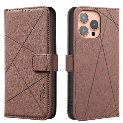 Geometric Pattern RFID Leather Phone Case, For iPhone 15, For iPhone 13 / 14, For iPhone 14 Pro, For iPhone 14 Pro Max