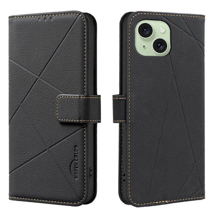 Geometric Pattern RFID Leather Phone Case, For iPhone 16, For iPhone 15 Pro Max, For iPhone 15 Pro, For iPhone 14 Plus / 15 Plus