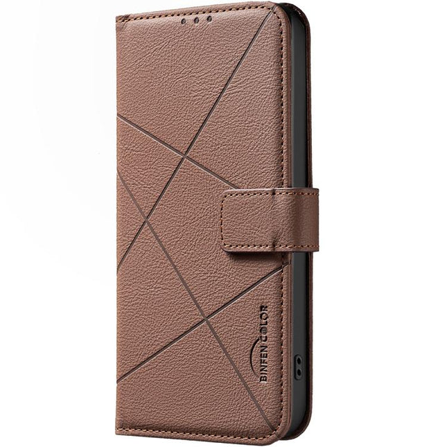Geometric Pattern RFID Leather Phone Case, For iPhone 15, For iPhone 13 / 14, For iPhone 14 Pro, For iPhone 14 Pro Max