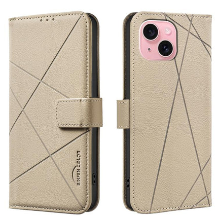 Geometric Pattern RFID Leather Phone Case, For iPhone 15, For iPhone 13 / 14, For iPhone 14 Pro, For iPhone 14 Pro Max