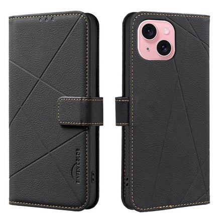 Geometric Pattern RFID Leather Phone Case, For iPhone 15, For iPhone 13 / 14, For iPhone 14 Pro, For iPhone 14 Pro Max