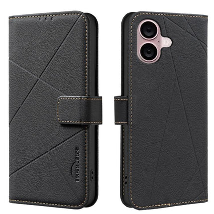 Geometric Pattern RFID Leather Phone Case, For iPhone 16, For iPhone 15 Pro Max, For iPhone 15 Pro, For iPhone 14 Plus / 15 Plus