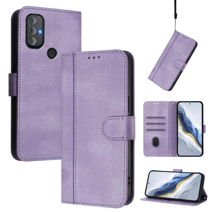 Line Splicing Buckle Retro Leather Phone Case, For Motorola Moto G Power 2022, For Motorola Moto G71 5G, For Motorola Moto G60 / G40 Fusion