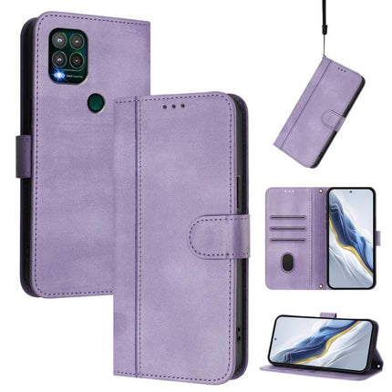 Line Splicing Buckle Retro Leather Phone Case, For Motorola Moto G Power 2021, For Motorola Moto G Play 2021, For Motorola Moto G Stylus 5G 2021
