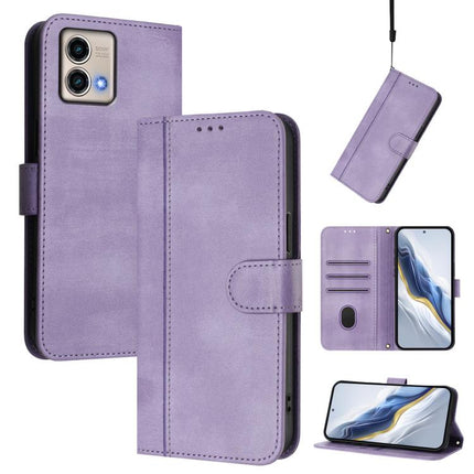 Line Splicing Buckle Retro Leather Phone Case, For Motorola Moto G Power 2023 5G, For Motorola Moto G Stylus 5G 2023, For Motorola Moto E13 2023 4G