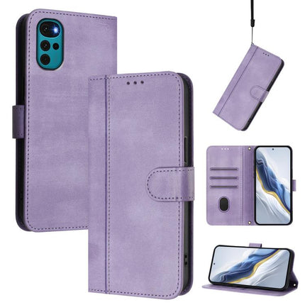 Line Splicing Buckle Retro Leather Phone Case, For Motorola Moto G72, For Motorola Moto E22 4G / E22i 4G, For Motorola Moto E32 India / G22 4G