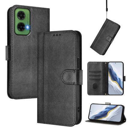 Line Splicing Buckle Retro Leather Phone Case, For Motorola Moto G35 5G, For Motorola Moto G55 5G, For Motorola Moto G34 5G / G45 5G