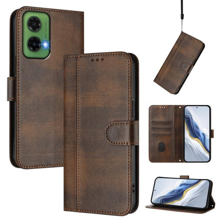 Line Splicing Buckle Retro Leather Phone Case, For Motorola Moto G35 5G, For Motorola Moto G55 5G, For Motorola Moto G34 5G / G45 5G