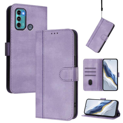 Line Splicing Buckle Retro Leather Phone Case, For Motorola Moto G Power 2022, For Motorola Moto G71 5G, For Motorola Moto G60 / G40 Fusion