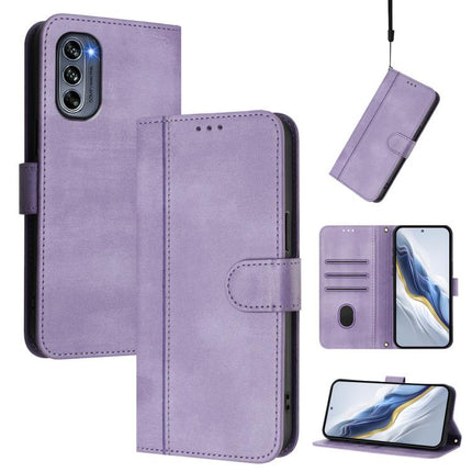 Line Splicing Buckle Retro Leather Phone Case, For Motorola Moto G62 5G Global / India, For Motorola Moto G32, For Motorola Moto G42 4G