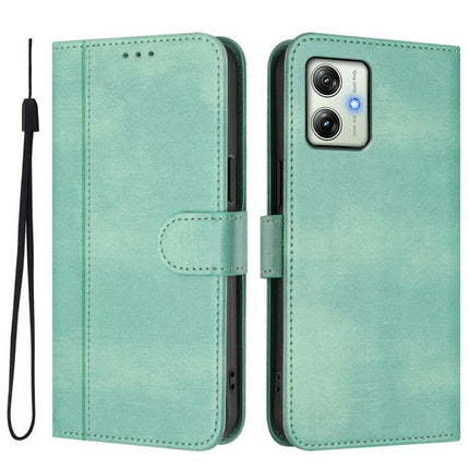 Line Splicing Buckle Retro Leather Phone Case, For Motorola Moto G64 India / G54 5G India, For Motorola Moto G14 4G / G54 5G EU, For Motorola Moto E14 4G / G24 4G