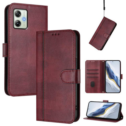 Line Splicing Buckle Retro Leather Phone Case, For Motorola Moto G64 India / G54 5G India, For Motorola Moto G14 4G / G54 5G EU, For Motorola Moto E14 4G / G24 4G