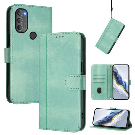 Line Splicing Buckle Retro Leather Phone Case, For Motorola Moto G Power 2022, For Motorola Moto G71 5G, For Motorola Moto G60 / G40 Fusion