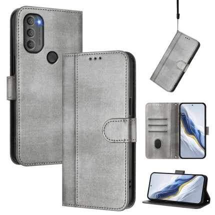 Line Splicing Buckle Retro Leather Phone Case, For Motorola Moto G Power 2022, For Motorola Moto G71 5G, For Motorola Moto G60 / G40 Fusion