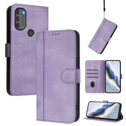 Line Splicing Buckle Retro Leather Phone Case, For Motorola Moto G Power 2022, For Motorola Moto G71 5G, For Motorola Moto G60 / G40 Fusion