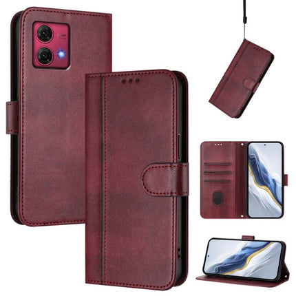 Line Splicing Buckle Retro Leather Phone Case, For Motorola Moto G Power 5G 2024, For Motorola Moto G84 5G, For Motorola Moto G Stylus 4G 2023
