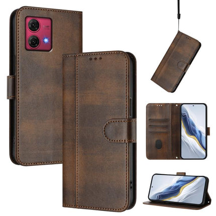 Line Splicing Buckle Retro Leather Phone Case, For Motorola Moto G Power 5G 2024, For Motorola Moto G84 5G, For Motorola Moto G Stylus 4G 2023