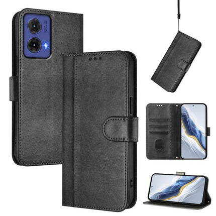 Line Splicing Buckle Retro Leather Phone Case, For Motorola Moto G85 5G, For Motorola Moto G53 5G / G13 4G / G23 4G, For Motorola Moto G24 Power 4G India