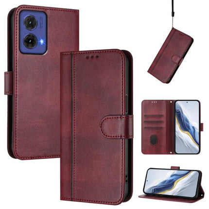Line Splicing Buckle Retro Leather Phone Case, For Motorola Moto G85 5G, For Motorola Moto G53 5G / G13 4G / G23 4G, For Motorola Moto G24 Power 4G India