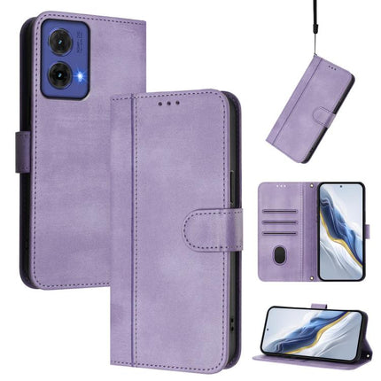 Line Splicing Buckle Retro Leather Phone Case, For Motorola Moto G85 5G, For Motorola Moto G53 5G / G13 4G / G23 4G, For Motorola Moto G24 Power 4G India