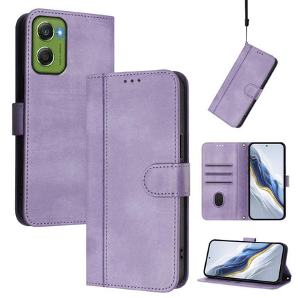 Line Splicing Buckle Retro Leather Phone Case, For Motorola Moto G17 4G / G17 Power 4G, For Motorola Moto G67 Power 5G, For Motorola Moto G06 4G