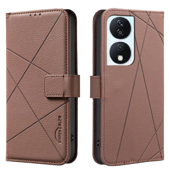 Geometric Pattern RFID Leather Phone Case, For Honor X7B, For Honor X7A